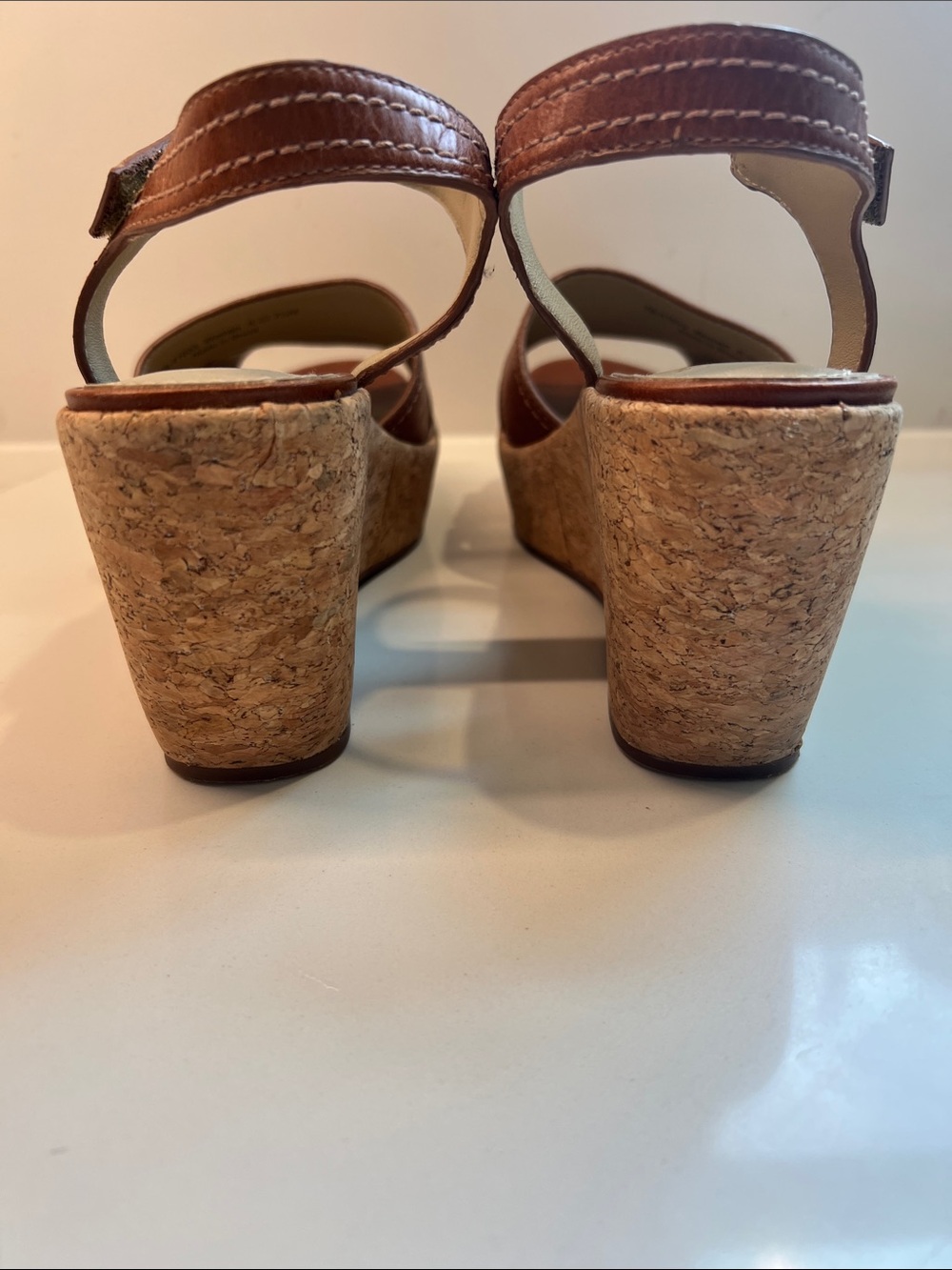 Johnston & Murphy Brown Leather Ankle-Strap Wedge Sandals - Picture 4 of 9